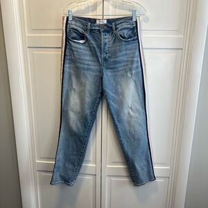 Pistola Nico High Rise Mom Jeans With Metallic Side Stripe Size Women’s 30 Blue